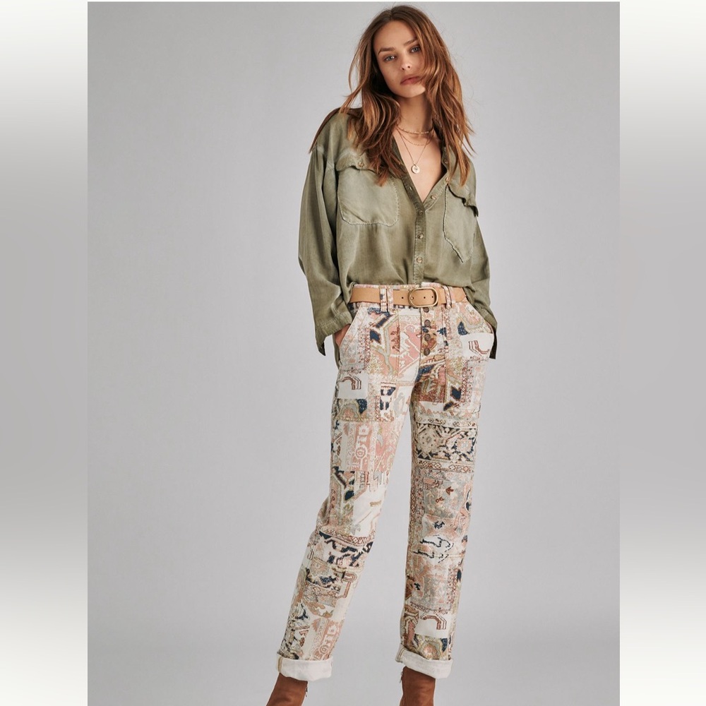 BY ANTHROPOLOGIE Pilcro The Wanderer Utility Pants Tapestry Aztec Boho